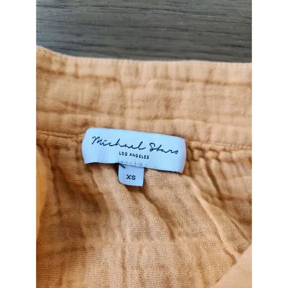 Michael Stars Tamara Crinkle Gazue Tank Top in Orange | Size XS - Picture 7 of 7